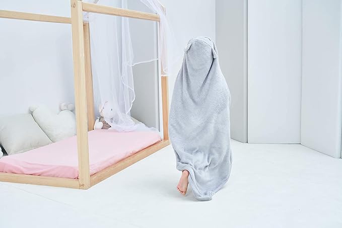 HIPHOP PANDA Ultra Soft Hooded Baby Towel - 2-Layer Thick 500GSM Absorbent | Rayon Made from Bamboo, Hooded Bath Towel for Newborn, Infant, Toddler, Baby Registry - Hippo, 30x30 In