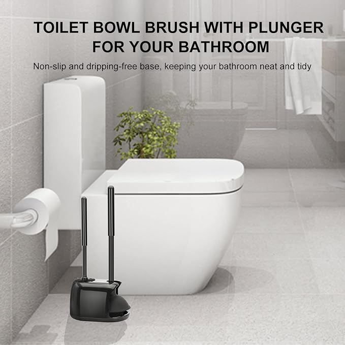SetSail 3 Packs Toilet Brush and Plunger Set, Semi-Hidden Toilet Plungers | Heavy Duty Toilet Bowl Brush and Holder for Bathroom Toilet Plunger and Brush Set for Deeply Cleaning