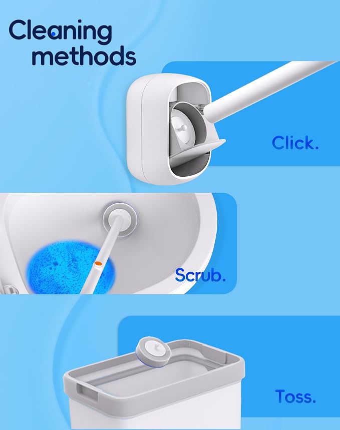 Disposable Toilet Cleaning System - Toilet Brush Kit with 36 High-Performance Refills, Wall Mounted Toilet Brush and Holder for Deep Cleaning Bathroom (36 Refills)