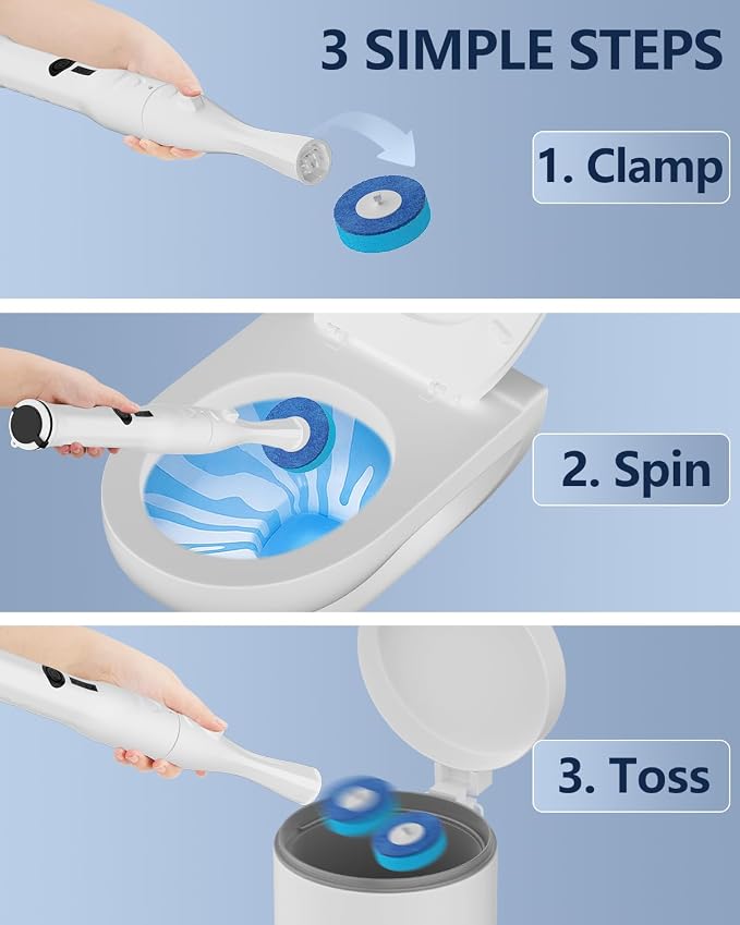 Leebein Electric Toilet Brush and Holder Set, Electric Toilet Bowl Scrubber Kit with 8 Replaceable Brush Heads, Disposable Toilet Brush with 6 Wand Cleaner Refills, 2 Pcs Crevice Cleaning Brush