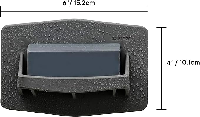 TOOLETRIES The Benjamin Soap Holder for Shower - Charcoal | Draining silicone soap holder with a reusable adhesive mount to keep soap dry and organised.