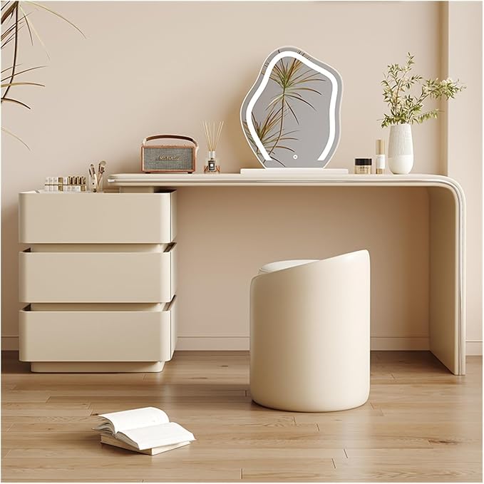 Vanity Desk with 3 Drawers, Modern & Simple Set, Including Led Makeup Mirror and Chair, Perfect for Women, Girls Dressing Table
