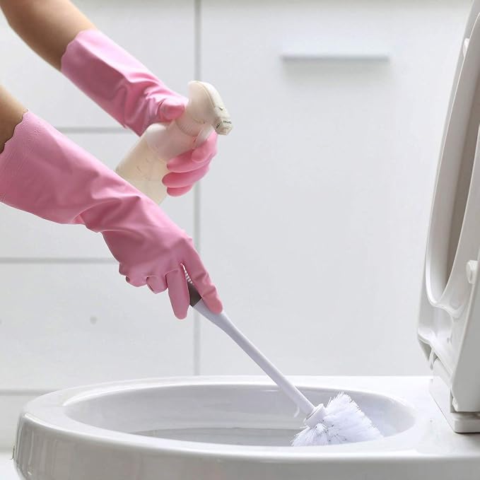 HSL Latex-Free Cleaning Gloves, Cotton Flocked Liner, 3 Pairs, Small | Waterproof, reusable dishwashing gloves with a textured non-slip grip for kitchen cleaning and household chores
