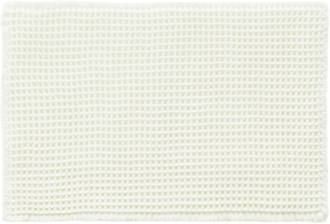 Triohero Waffle Bath Mat, Boho Bathroom Rugs Non Slip Washable, Ultra Soft Super Absorbent Quick Dry Farmhouse Bathroom Decor, 20" x 30", Cream White