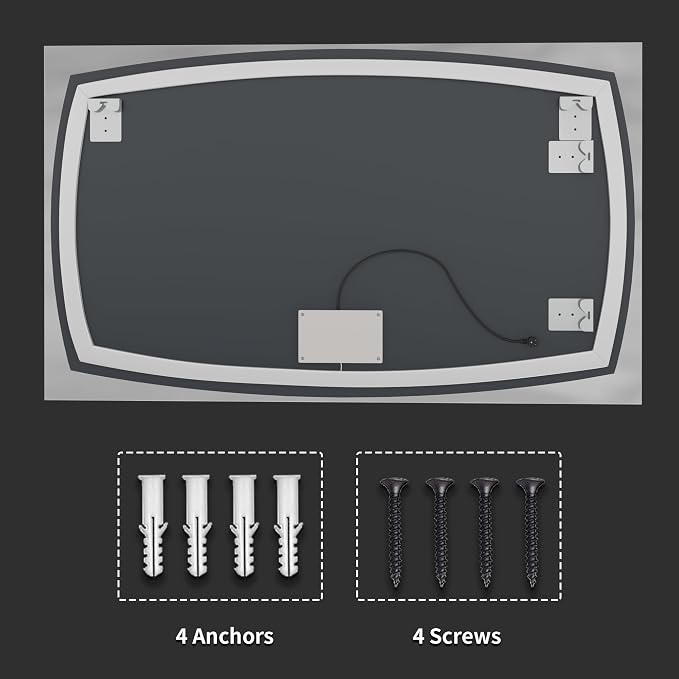 60''x36'' Lighted Mirrors for Vanity Wall Backlit, Rectangular LED Bathroom Mirror Frameless with Lights, Dimmable, 3 Colors,Tempered Glass, Shatter-Proof