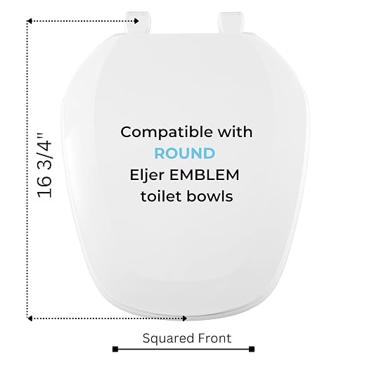 Centoco Eljer Emblem Round Toilet Seat, Square Shape, Residential, White | Closed Front, Cover, Plastic, Made in the USA, EMB201-001