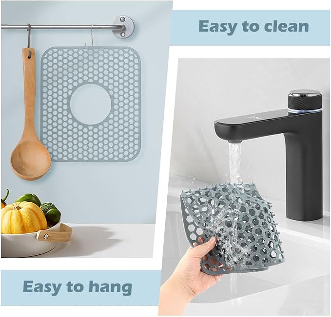 2pcs Sink Protectors for Kitchen Sink, Sink Protector For Kitchen Fast Drying Heat Insulation Soft Silicone, Protect Sink from Stains, Damage, Scratches, Dishwasher Safe Sink Grid