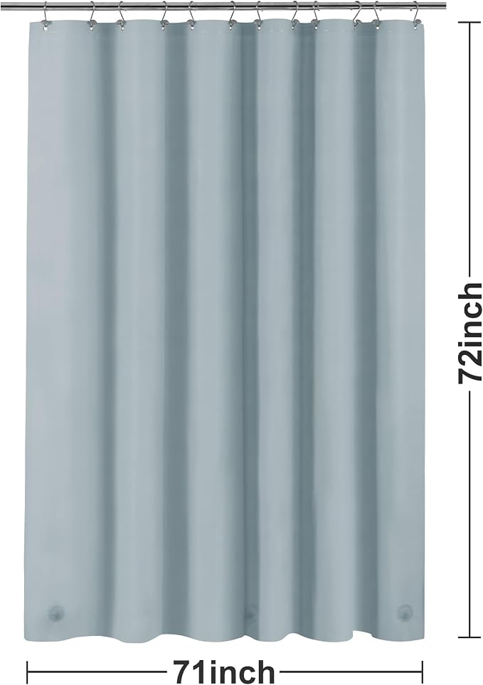 Barossa Design Shower Curtain Liner Standard Size, Stone Blue | Premium PEVA, BPA & PVC Free, No Chemical Smell, Metal Grommets, Lightweight Shower Curtain with 3 Magnets for Bathroom