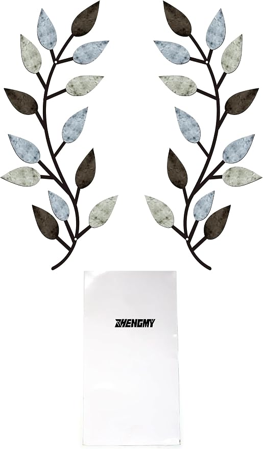 Zhengmy 2 Pcs Metal Leaf Wall Art Vine Branch Decor,Pastel Colors