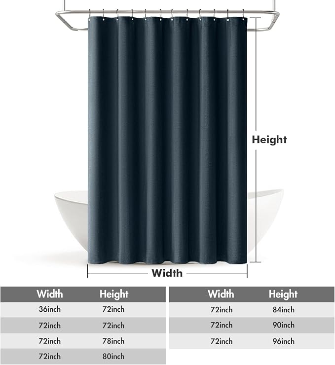 MIULEE 72 x 84 Extra Long Linen Shower Curtain Navy Blue 12 Metal Hooks | Washable, Heavy Fabric Shower Curtain Set, Waterproof Thick Cloth Shower Curtain, Bathroom Hotel Bathtub