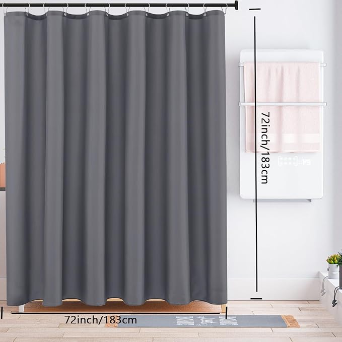 LLSCL Fabric Shower Curtain Liner with Magnets, Waterproof Hotel Quality, 72 x 72 Machine Washable