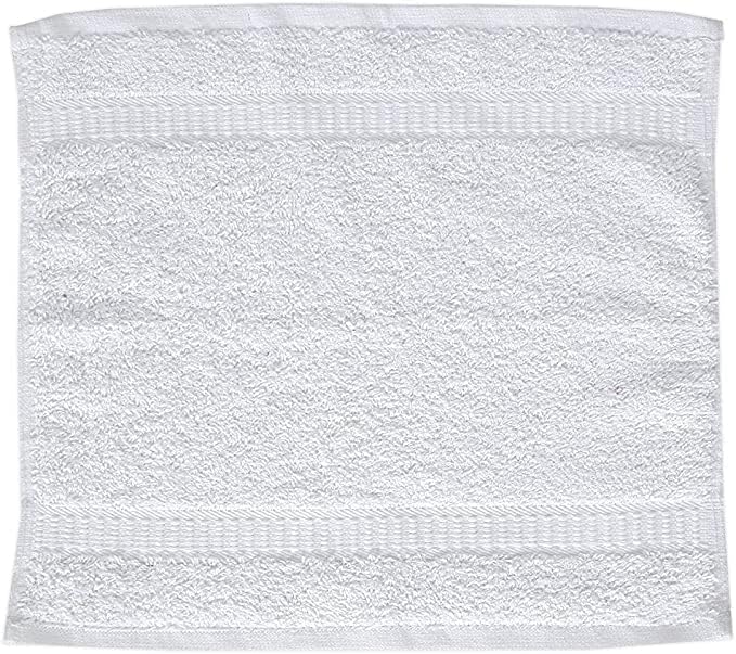 Premium White Washcloths Set - 48 Pack | 12x12 Inches - Ultra Soft, Highly Absorbent - Cotton Wash Cloths for Your Body - Machine Washable & Fingertips Towels (12 x 12, White - 48)