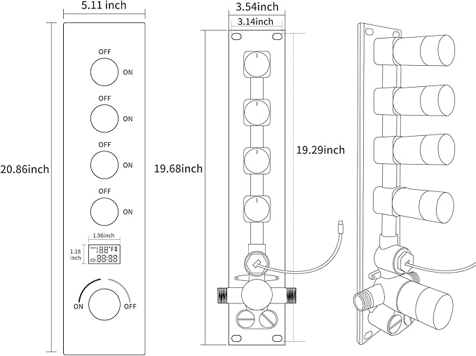 AYIVG Brushed Gold 4 Function Dual Shower Heads System Multi Functions 16 X 26 Inch Rainfall and 8 Inch Wall Mount with 6 Jets Full Body Shower System Set with Handheld shower head