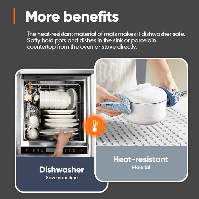 Moryimi Silicone Sink Mat 25"x13", White Silicone Sink Mats and Protectors | Silicone Sink Protector with Cutout Drain Holes for Kitchen Farmhouse Stainless Steel Ceramic Sink