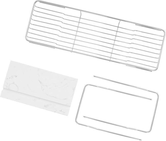 Stainless Steel Bathtub Caddy Tray, Expandable Bath Tub Tray with Natural Marble Tray, Adjustable Bath Tray for Bathroom, Spa 26.8~35.4inch (Silver+White)
