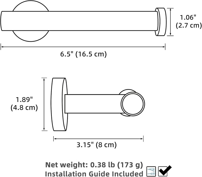 Toilet Paper Holder, 304 Stainless Steel, Matte Black | Right-Facing Open Arm, Quick Roll Replacement, Raised End Stop, Fits Regular, Large & Mega Rolls, Bathroom & Powder Room Use
