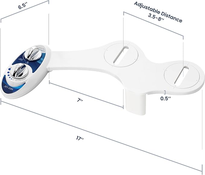 LUXE Bidet NEO 120 - Bidet Attachment for Toilet Seat, Blue | Non-Electric, Single Nozzle, Self-Cleaning, Adjustable Water Pressure, Rear Wash