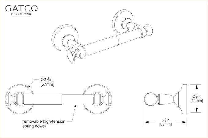 Gatco 4023B Tavern Standard Toilet Paper Holder, Satin Nickel