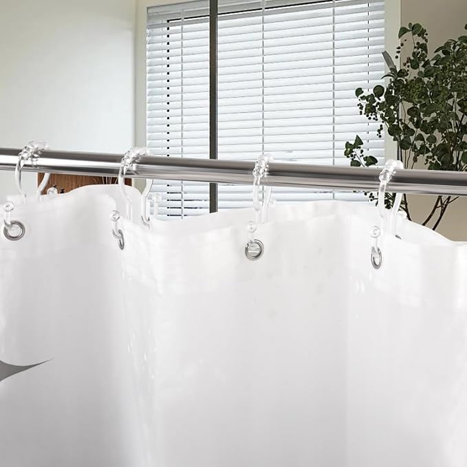 Resze Plastic Shower Curtain Hooks, 12 Pcs Clear Shower Curtain Rings Set | Glide Roller Shower Hooks, Rust Proof Anti-Drop Shower Rings, Smooth Sliding Double Hooks for Bathroom Shower Rods Curtains