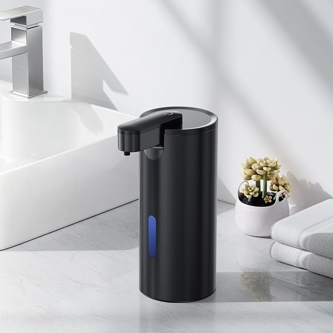Fantictas Automatic Soap Dispenser, 11.5 oz Stainless Steel Touchless Pump | Touchless Soap Dispenser for Hand or Dish Soap, USB-C Rechargeable with 3 Adjustable Levels, for Kitchen Sink and Bathroom