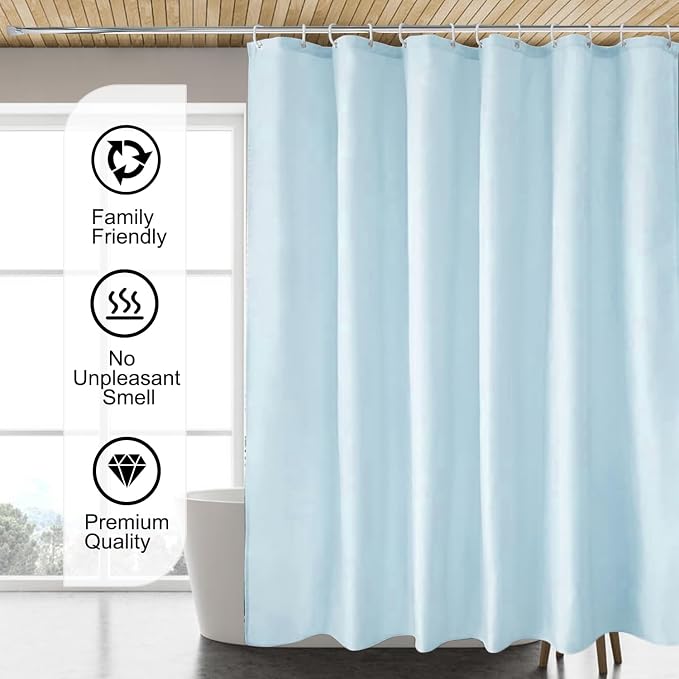 LLSCL Fabric Shower Curtain Liner with Magnets, Waterproof Hotel Quality, 72 x 72 Machine Washable