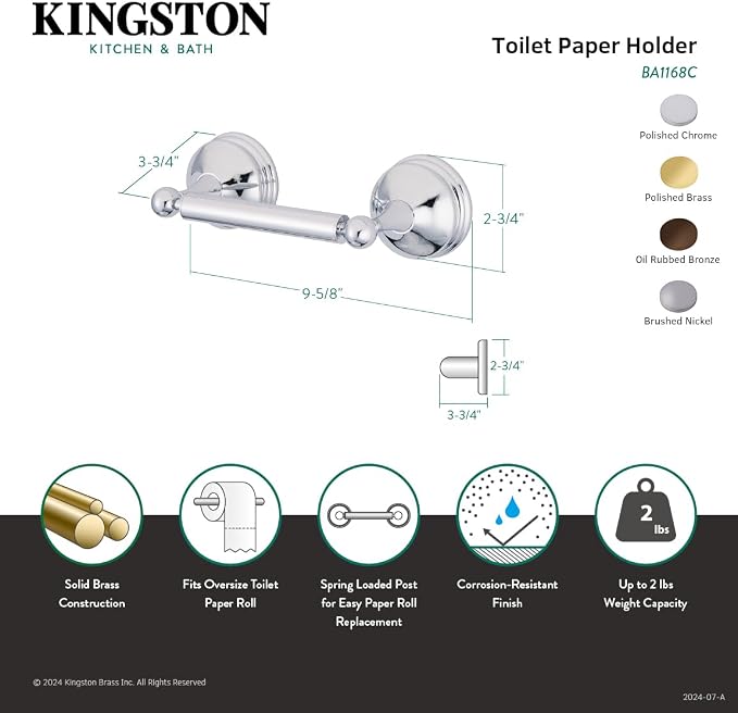 Kingston BA1168PB Vintage Toilet Paper Holder, Polished Brass