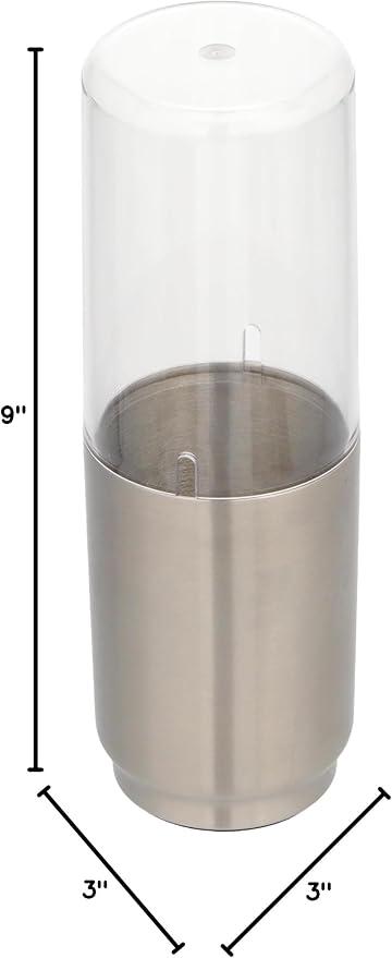 iDesign Austin Metal Covered Holder Stand, Holds Regular and Electric Toothbrushes in Master, Guest, Kid's, College Dorm Bathroom, Brushed | Holds Regular and Electric Toothbrushes for Bathroom or Vanity
