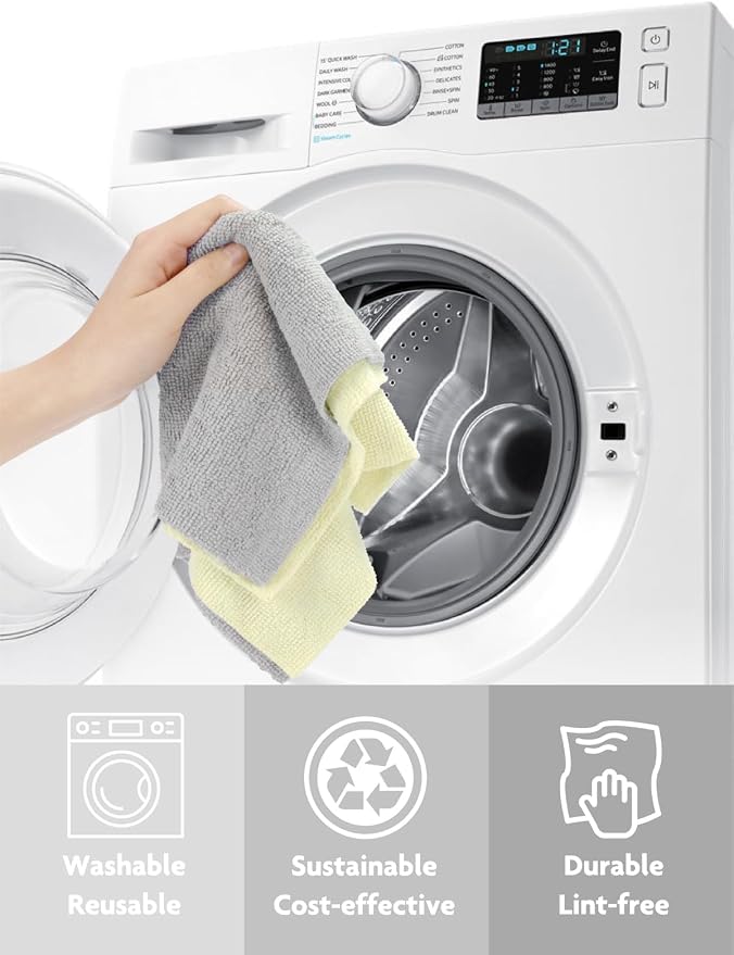 Fantasticlean Microfiber Cleaning Cloth Roll- 30 Sheets, 12" x 12" (Beige) | Super Absorbent, Lint-free, Tear-away Microfiber Towel Roll, for All-Purpose Cleaning, Reusable Alternative to Paper Towels