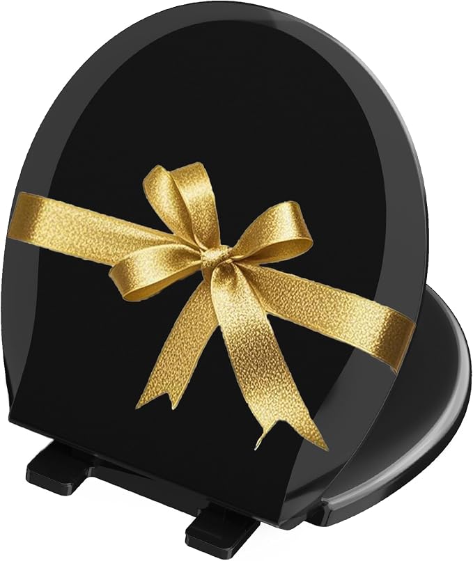 Aünsffer Quick Release Toilet Seat, 16.5inch Round Toilet Seat Soft Close No Slam, Easy Installation and Removal, Black, Plastic