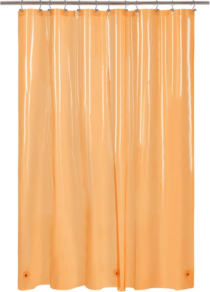 Barossa Design Extra Long Shower Curtain Liner Clear Orange, 72" x 84" XL | Waterproof PEVA, 3 Bottom Magnets, Metal Grommets, Lightweight Plastic Shower Liner XL 72 x 84 Inches for Bathroom/Tub