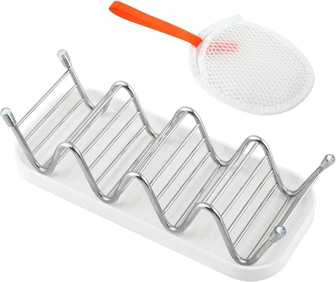 Wavy Soap Holder for Shower, 304 Stainless Steel Shampoo Bar Holder with Drainage Tray & Foaming Net for Shampoo Bar, Conditioner Bar, Kitchen Sink Countertop (3 Compartment Soap)