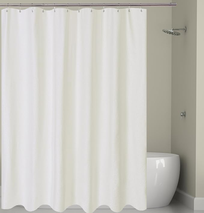 Barossa Design Soft Microfiber Fabric Shower Liner or Curtain Cream | Hotel Quality, Machine Washable, Water Repellent 70W x 72H Lightweight Cloth Shower Curtain for Bathroom/Tub