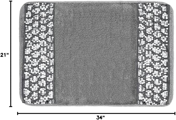 Zahari Home Sinatra Modern Bathroom Rug Classic Luxury Bath Rug Contemporary Decor Silver Bath Mat for Shower Unique Design Stylish Bathroom Rug Bath Shower Tub Decor Bling Silver