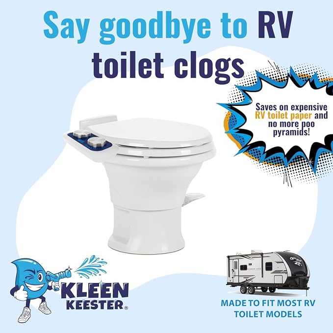 RV BIDET by KLEEN KEESTER - Dual Self Cleaning Nozzles, Front & Rear Cleaning, Non Electric Ultra-Thin Toilet Seat Attachment - Home Kit Included | Dual self-cleaning nozzles provide adjustable front & rear cleansing with a slim, non-electric design an...