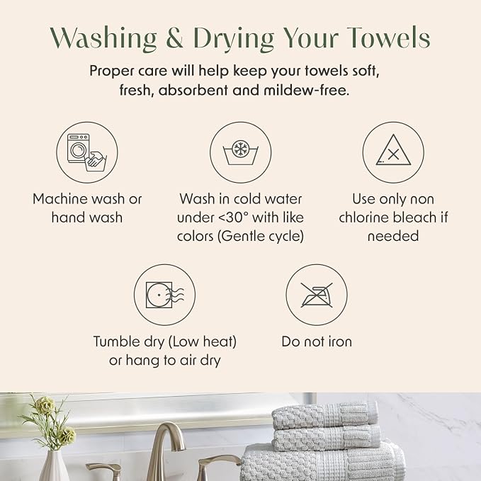 4 Pack 100% Cotton Bath Towels | Grey Towels | Oeko‑TEX Standard 100 | Soft & Absorbent, Quick‑Dry | Trinity Collection - Quiet Grey
