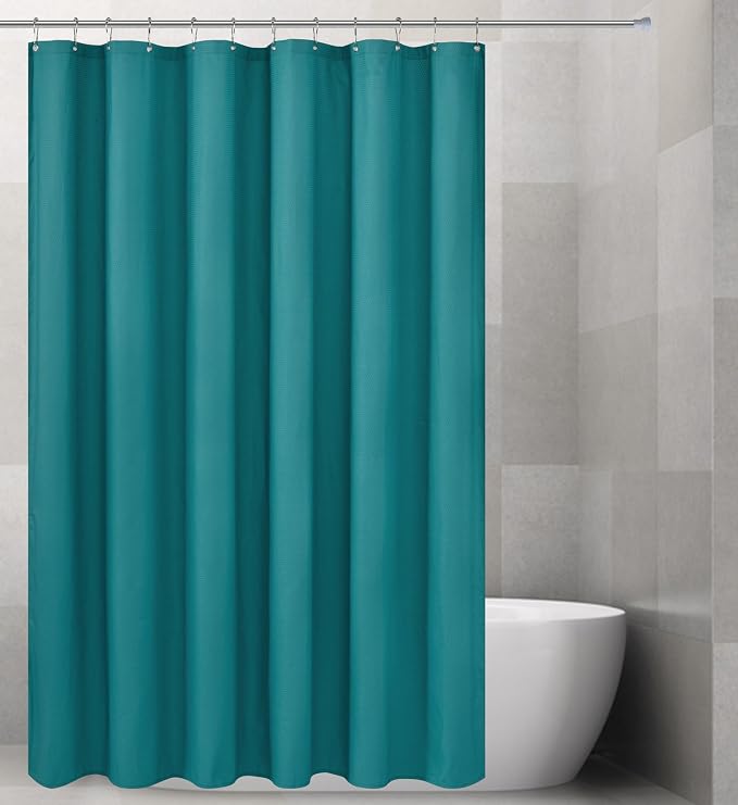 Barossa Design Soft Microfiber Fabric Shower Liner or Curtain Turquoise | Hotel Quality, Machine Washable, Water Repellent 70W x 72H Lightweight Cloth Shower Curtain for Bathroom/Tub