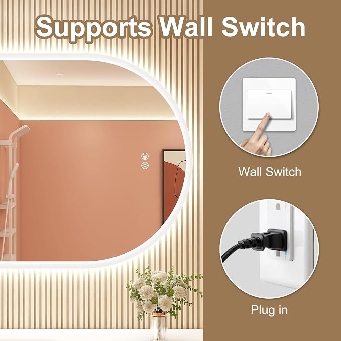 STARLEAD 32"x20" LED-Bathroom-Mirror-with-Lights, Wall-Mounted with Anti-Fog, 3 Color Temperature, Dimmable Brightness, Waterproof, Tempered Glass, Frontlit & Backlit, Oval