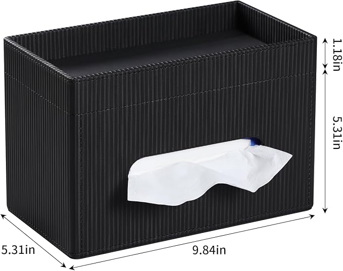 Rectangular Tissue Box Cover PU Leather Tissue Box Holder Rectangle | Magnetic Closure, Storage Tray, For All Full-Size Rectangular Tissue Box, For Bathroom NightStands Office Desk Decorative