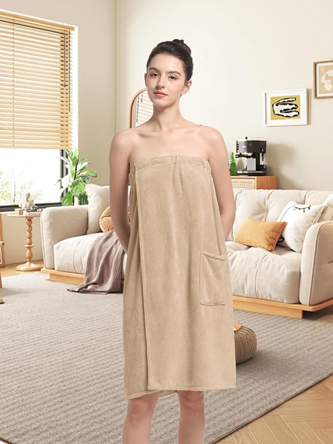 Women'S Soft Wrap Towel Full Length,Bath Robe After Shower Female Plush Long,Spa Bathrobes Lightweight With Pockets