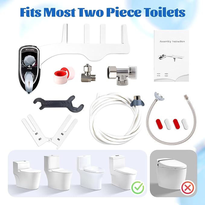 Bidet Attachment Hot Cold Water Non Electric Bidet Sprayer For Women | Warm Water Dual Nozzle Bidet Attachment for Toilet,Adjustable Flow with Bidet Hose for Feminine/Real Wash/ Self-Cleaning