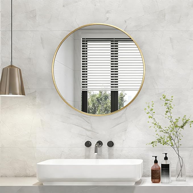 NEWBULIG Bathroom Mirror, Wall Mirror with Aluminum Alloy Thin Frame, Bathroom Mirrors for Over Sink, Bedroom, Living Room, Entryway