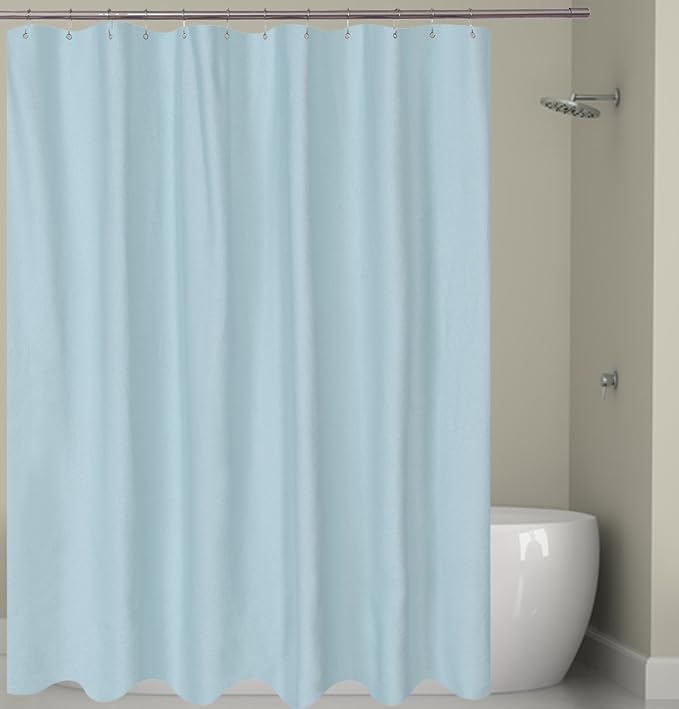 Barossa Design Soft Microfiber Fabric Shower Liner or Curtain Blue | Hotel Quality, Machine Washable, Water Repellent 70W x 72H Lightweight Cloth Shower Curtain for Bathroom/Tub