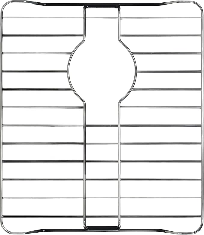 SunnyPoint 304 Stainless Steel Sink Protector Rack With Rear Drain Hole – Rust-Resistant Grid for Kitchen Sink Bottom, Scratch Prevention - Rear Drain Hole Required (14.5" X 11.2")