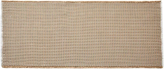 Triohero Waffle Runner Bath Mat - Long Bathroom Rugs Non Slip Washable, Ultra Soft Super Absorbent Quick Dry Boho Farmhouse Bathroom Decor, 24" x 60"', Khaki & White