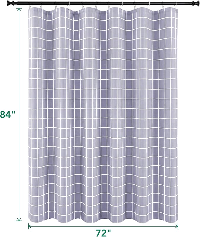 Biscaynebay 84 Inch Shower Curtain-Modern Farmhouse Bathroom Curtain, Faux Linen Textured Grid Plaid Lavender Shower Curtains, Minimalist Simple Geometric Neutral Decor Machine Washable-72x84 Inches