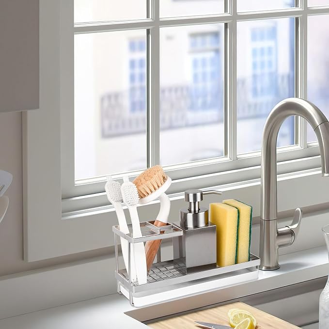 Toothbrush Holders Toothpaste Organizer Bathroom Accessories, Silver | Stainless Steel, 4 Slots, Removable Drip Tray, Easy to Clean, Electric Toothbrush Storage, for Countertop, Shower, Sink