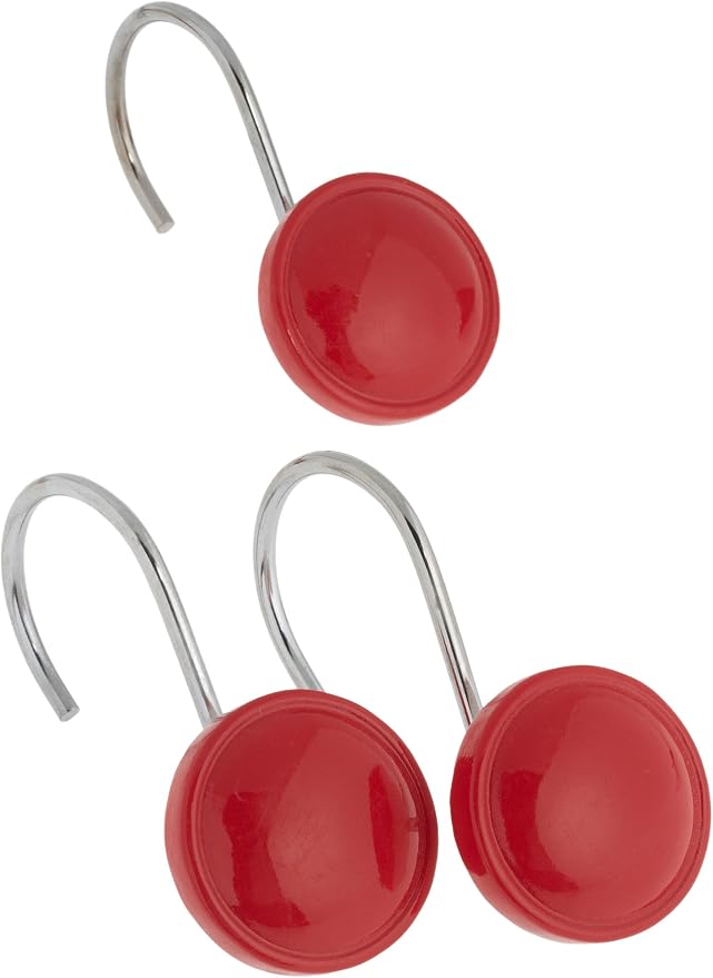 Color Rounds Ceramic Resin Shower Curtain Hook, Red