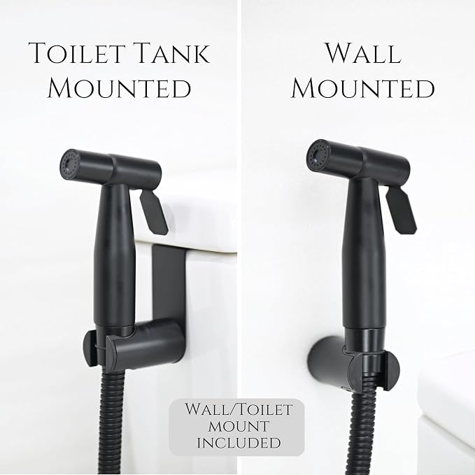 Handheld Bidet Sprayer for Toilet, Adjustable Water Pressure, 47 inch Hose Length (Black, 1 Pack)
