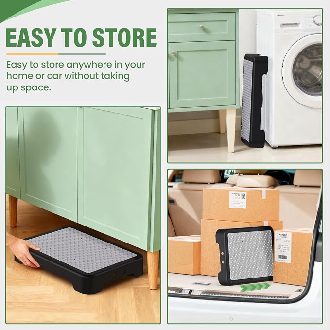 SOYO Mobility One Step Stool Platform for Adults & Elderly, Black-Gray | Adjustable Small Step Riser for Seniors, Indoor Outdoor Non-Slip Standing Support Portable Low Step for Car, Bed, Bathroom
