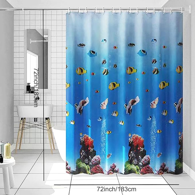 TIKABC Shower Curtain Liner, 4G PEVA Shower Liner, Plastic Waterproof Shower Curtains, 72x72 inch with Grommet Holes 3 Magnetic Weights